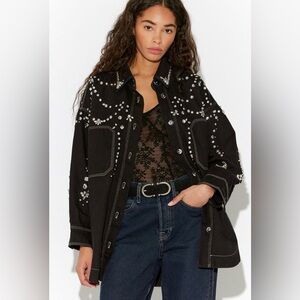 Free people silver bells embellished shacket black